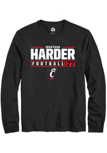 Jonathan Harder  Cincinnati Bearcats Black Rally NIL Stacked Box Long Sleeve T Shirt