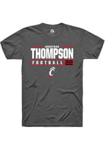 Jonathan Thompson  Cincinnati Bearcats Dark Grey Rally NIL Stacked Box Short Sleeve T Shirt