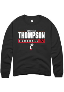 Jonathan Thompson  Rally Cincinnati Bearcats Mens Black NIL Stacked Box Long Sleeve Crew Sweatsh..