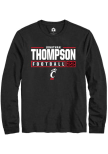 Jonathan Thompson  Cincinnati Bearcats Black Rally NIL Stacked Box Long Sleeve T Shirt