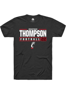 Jonathan Thompson  Cincinnati Bearcats Black Rally NIL Stacked Box Short Sleeve T Shirt