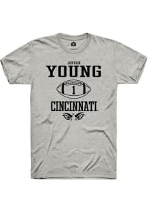 Jordan Young  Cincinnati Bearcats Ash Rally NIL Sport Icon Short Sleeve T Shirt