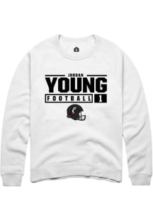 Jordan Young  Rally Cincinnati Bearcats Mens White NIL Stacked Box Long Sleeve Crew Sweatshirt