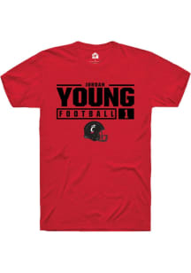 Jordan Young  Cincinnati Bearcats Red Rally NIL Stacked Box Short Sleeve T Shirt