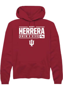 Harrison Herrera Rally Mens Red Indiana Hoosiers NIL Stacked Box Hooded Sweatshirt