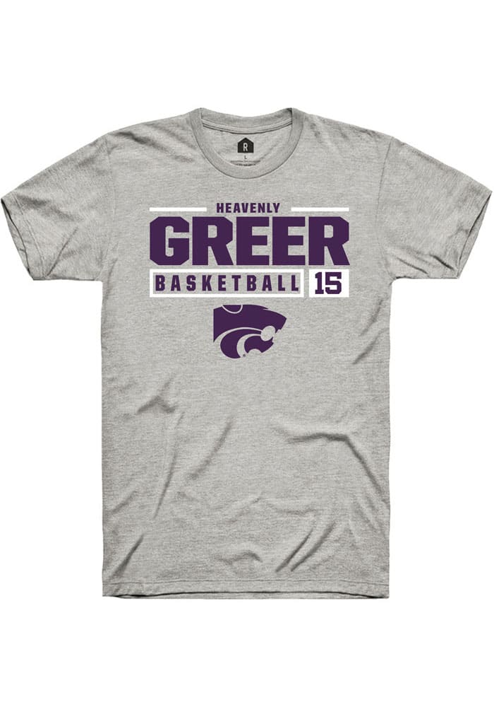 Heavenly Greer K-State Wildcats Grey Rally NIL Stacked Box Short Sleeve T Shirt