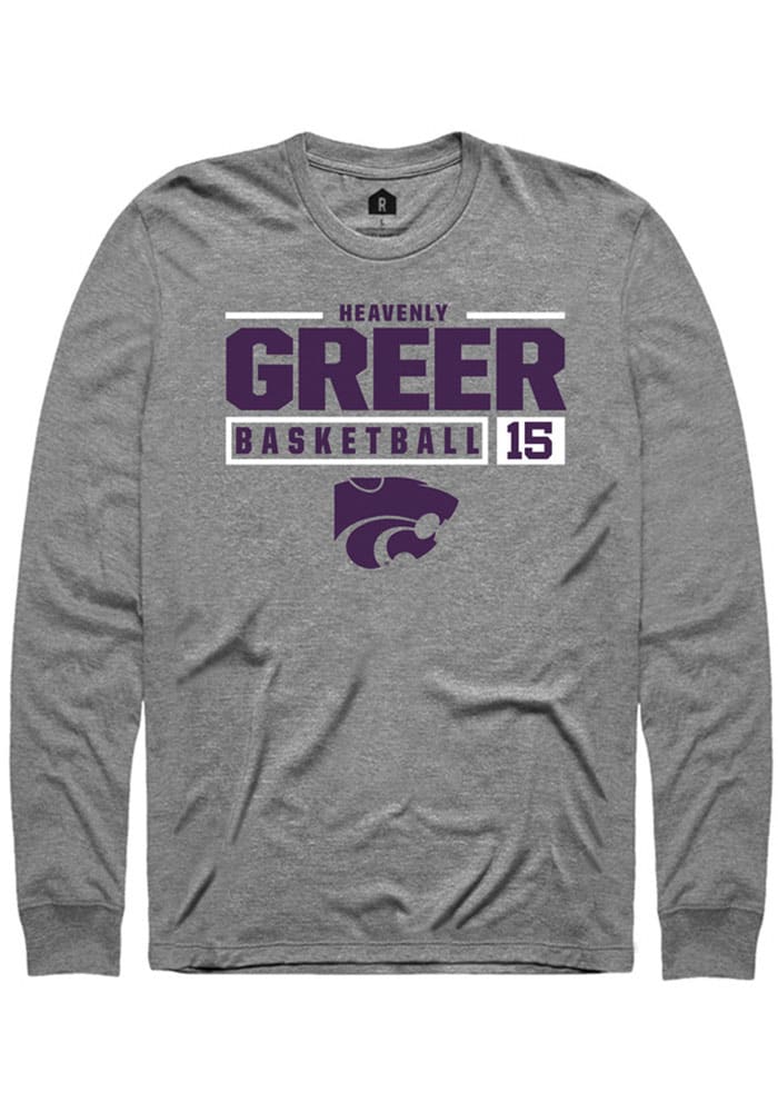 Heavenly Greer K-State Wildcats Grey Rally NIL Stacked Box Long Sleeve T Shirt