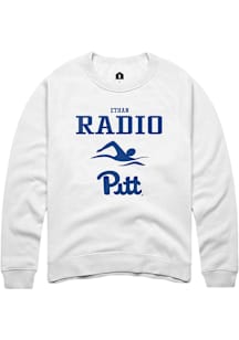 Ethan Radio  Rally Pitt Panthers Mens White NIL Sport Icon Long Sleeve Crew Sweatshirt