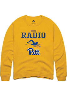 Ethan Radio  Rally Pitt Panthers Mens Gold NIL Sport Icon Long Sleeve Crew Sweatshirt