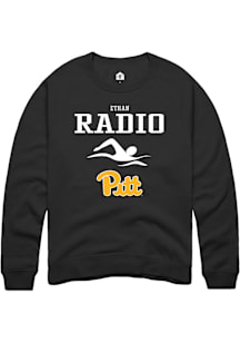 Ethan Radio  Rally Pitt Panthers Mens Black NIL Sport Icon Long Sleeve Crew Sweatshirt