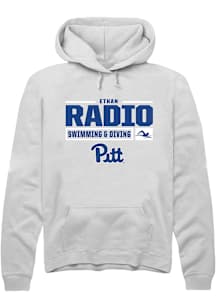 Ethan Radio  Rally Pitt Panthers Mens White NIL Stacked Box Long Sleeve Hoodie