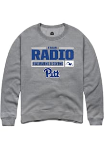 Ethan Radio  Rally Pitt Panthers Mens Graphite NIL Stacked Box Long Sleeve Crew Sweatshirt