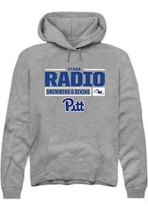 Ethan Radio  Rally Pitt Panthers Mens Graphite NIL Stacked Box Long Sleeve Hoodie