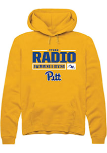 Ethan Radio  Rally Pitt Panthers Mens Gold NIL Stacked Box Long Sleeve Hoodie