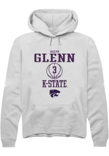 Jaelyn Glenn Rally Mens White K-State Wildcats NIL Sport Icon Hooded Sweatshirt