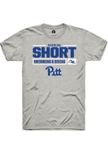 Nikolas Short Ash Pitt Panthers NIL Stacked Box Short Sleeve T Shirt