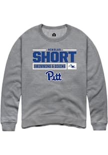 Nikolas Short  Rally Pitt Panthers Mens Graphite NIL Stacked Box Long Sleeve Crew Sweatshirt