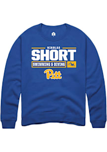 Nikolas Short  Rally Pitt Panthers Mens Blue NIL Stacked Box Long Sleeve Crew Sweatshirt