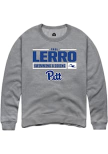 Paul Lerro  Rally Pitt Panthers Mens Graphite NIL Stacked Box Long Sleeve Crew Sweatshirt