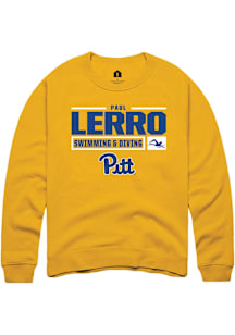 Paul Lerro  Rally Pitt Panthers Mens Gold NIL Stacked Box Long Sleeve Crew Sweatshirt