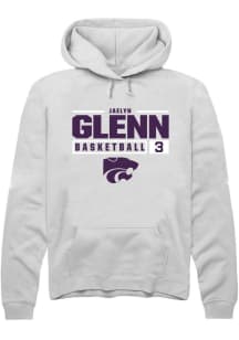 Jaelyn Glenn Rally Mens White K-State Wildcats NIL Stacked Box Hooded Sweatshirt