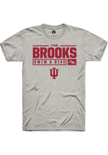 Finn Brooks Ash Indiana Hoosiers NIL Stacked Box Short Sleeve T Shirt