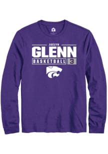 Jaelyn Glenn Rally Mens Purple K-State Wildcats NIL Stacked Box Tee