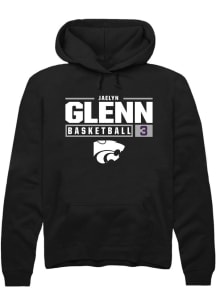 Jaelyn Glenn Rally Mens Black K-State Wildcats NIL Stacked Box Hooded Sweatshirt