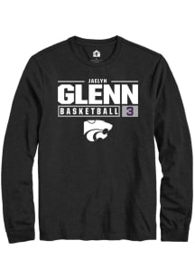 Jaelyn Glenn Rally Mens Black K-State Wildcats NIL Stacked Box Tee