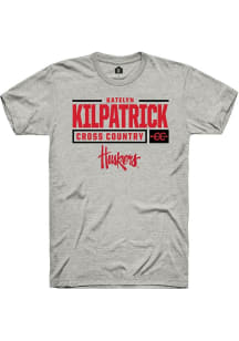 Katelyn Kilpatrick Ash Nebraska Cornhuskers NIL Stacked Box Short Sleeve T Shirt