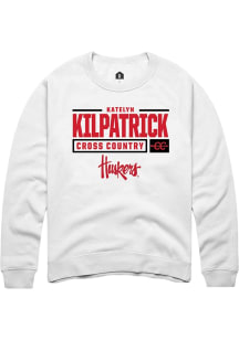 Katelyn Kilpatrick Rally Mens White Nebraska Cornhuskers NIL Stacked Box Crew Sweatshirt