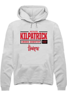 Katelyn Kilpatrick Rally Mens White Nebraska Cornhuskers NIL Stacked Box Hooded Sweatshirt