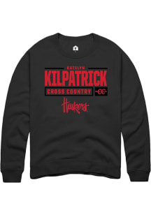 Katelyn Kilpatrick Rally Mens Black Nebraska Cornhuskers NIL Stacked Box Crew Sweatshirt