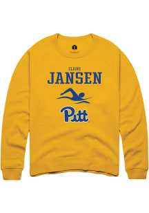 Claire Jansen Rally Mens Gold Pitt Panthers NIL Sport Icon Crew Sweatshirt