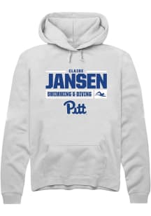 Claire Jansen Rally Mens White Pitt Panthers NIL Stacked Box Hooded Sweatshirt