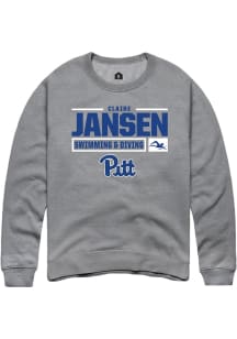 Claire Jansen Rally Mens Graphite Pitt Panthers NIL Stacked Box Crew Sweatshirt