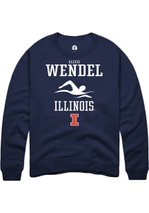 Alexis Wendel Rally Mens Navy Blue Illinois Fighting Illini NIL Sport Icon Crew Sweatshirt