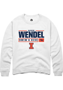 Alexis Wendel Rally Mens White Illinois Fighting Illini NIL Stacked Box Crew Sweatshirt