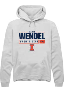 Alexis Wendel Rally Mens White Illinois Fighting Illini NIL Stacked Box Hooded Sweatshirt