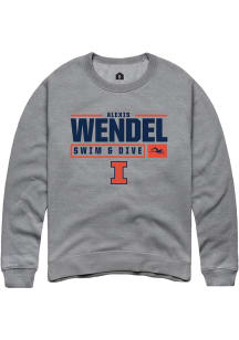 Alexis Wendel Rally Mens Graphite Illinois Fighting Illini NIL Stacked Box Crew Sweatshirt