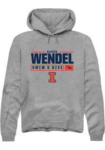 Alexis Wendel Rally Mens Graphite Illinois Fighting Illini NIL Stacked Box Hooded Sweatshirt