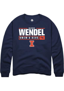 Alexis Wendel Rally Mens Navy Blue Illinois Fighting Illini NIL Stacked Box Crew Sweatshirt