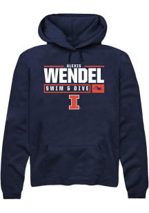 Alexis Wendel Rally Mens Navy Blue Illinois Fighting Illini NIL Stacked Box Hooded Sweatshirt