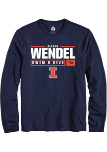 Alexis Wendel Rally Mens Navy Blue Illinois Fighting Illini NIL Stacked Box Tee