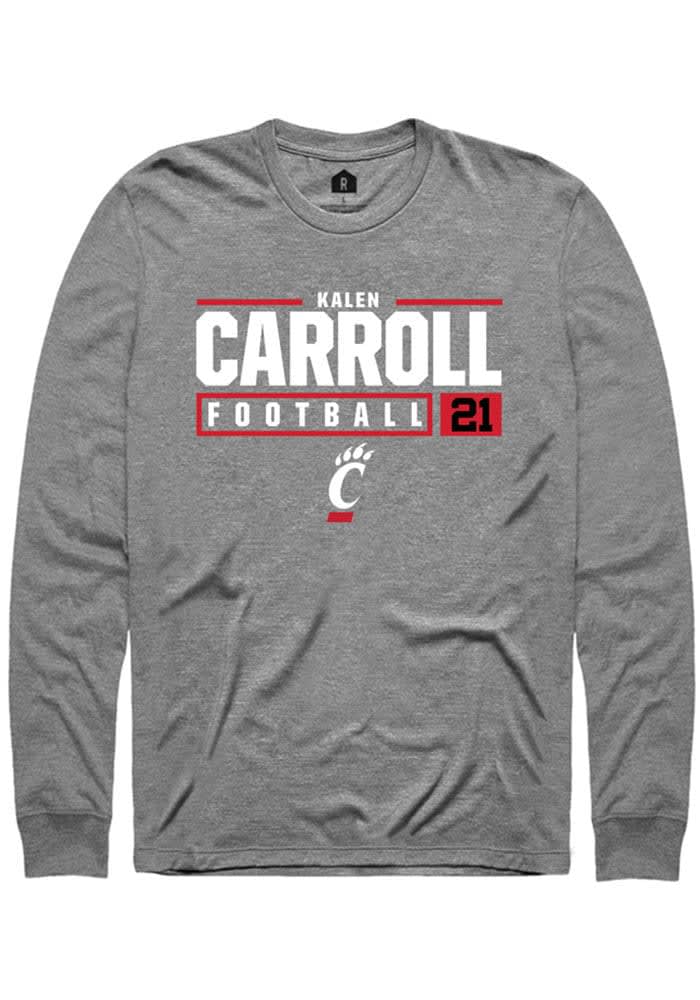 Kalen Carroll Cincinnati Bearcats Graphite Rally NIL Stacked Box Long Sleeve T Shirt