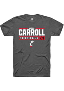 Kalen Carroll  Cincinnati Bearcats Dark Grey Rally NIL Stacked Box Short Sleeve T Shirt