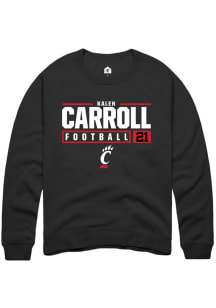 Kalen Carroll  Rally Cincinnati Bearcats Mens Black NIL Stacked Box Long Sleeve Crew Sweatshirt