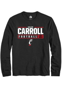 Kalen Carroll  Cincinnati Bearcats Black Rally NIL Stacked Box Long Sleeve T Shirt