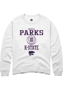 Mikayla Parks Rally Mens White K-State Wildcats NIL Sport Icon Crew Sweatshirt