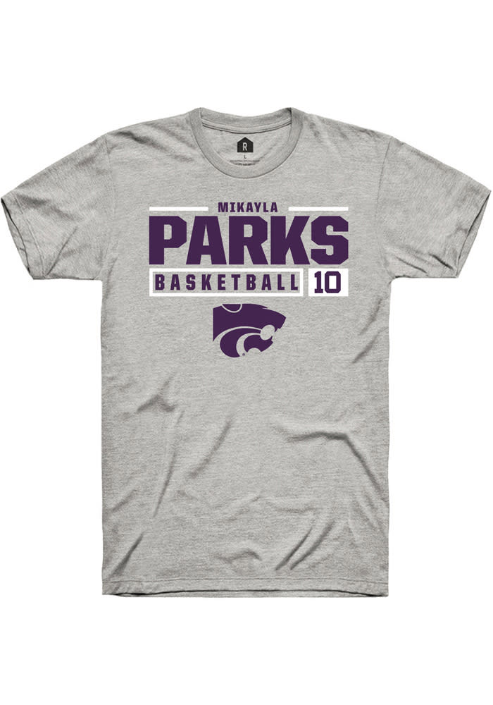 Mikayla Parks K-State Wildcats Grey Rally NIL Stacked Box Short Sleeve T Shirt